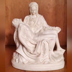Virgin Mary and Jesus Statue, heavy stone, Alabaster? Mother and Son